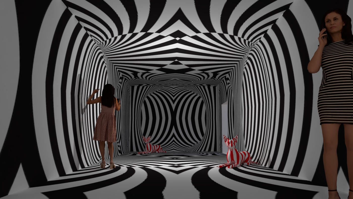 Black & White line illusion Tunnel - Print file set - Image 5