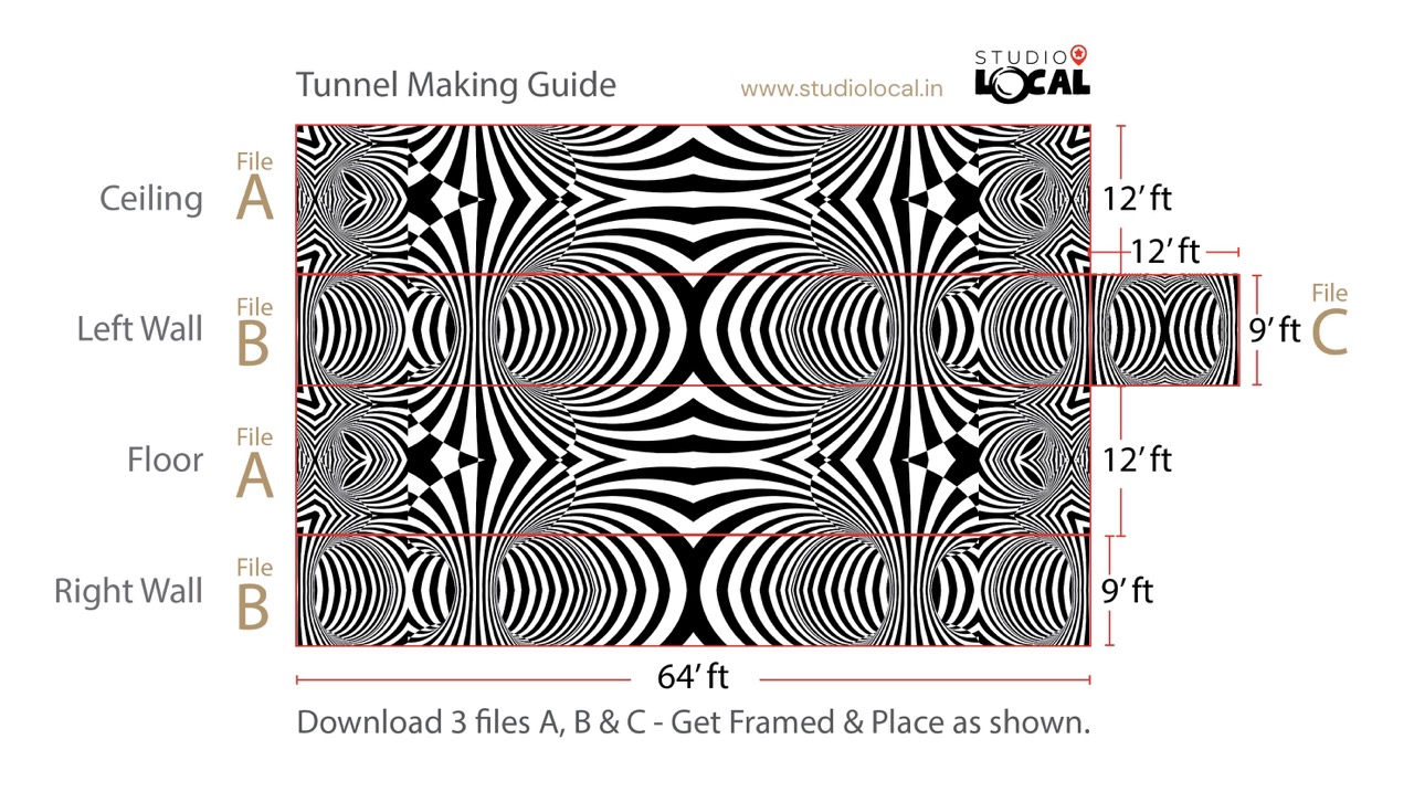 Black & White line illusion Tunnel - Print file set - Image 7